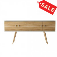 Manhattan Comfort 1022151 Theodore 60.0 Sideboard with 2 Shelves  in Off White and Cinnamon